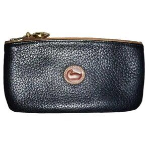 🦆 Vintage Dooney & Bourke Zip Top Slim Cosmetics Pouch #W35 in Black & Tan